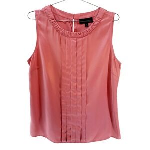CLASSIQUES ENTIER 100% Silk Charmeuse Pleated Front Tank • Large • pink